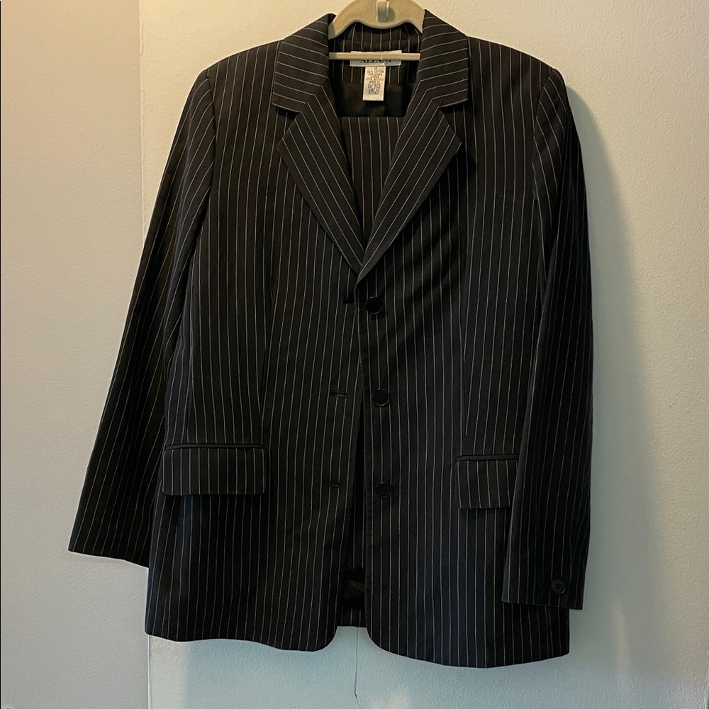 Classic Black Pinstripe Women’s pant suit
